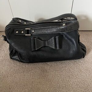 Y2K Black Bow Accent Women's Bowler Bag